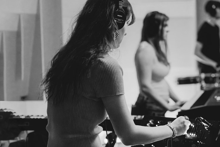 School of Rock student recording a song