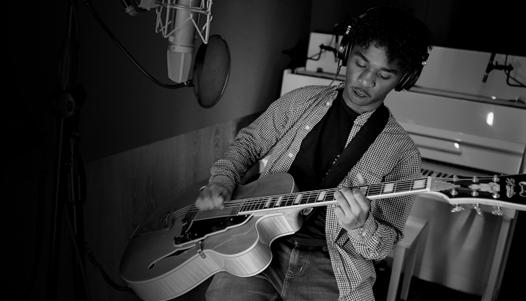 School of Rock student producing a song