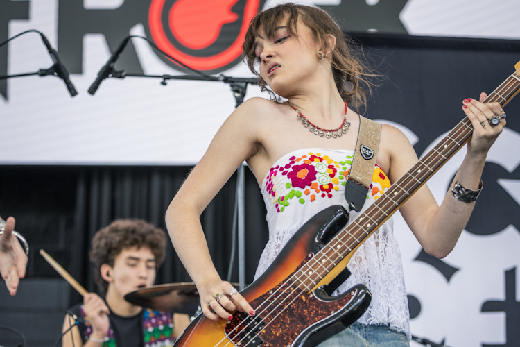 School of Rock Student Playing Bass Guitar